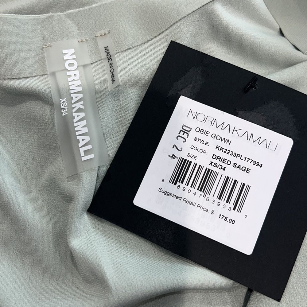 NWT Norma Kamali Obie Gown in Dried Sage XS Revolve - Picture 12 of 15